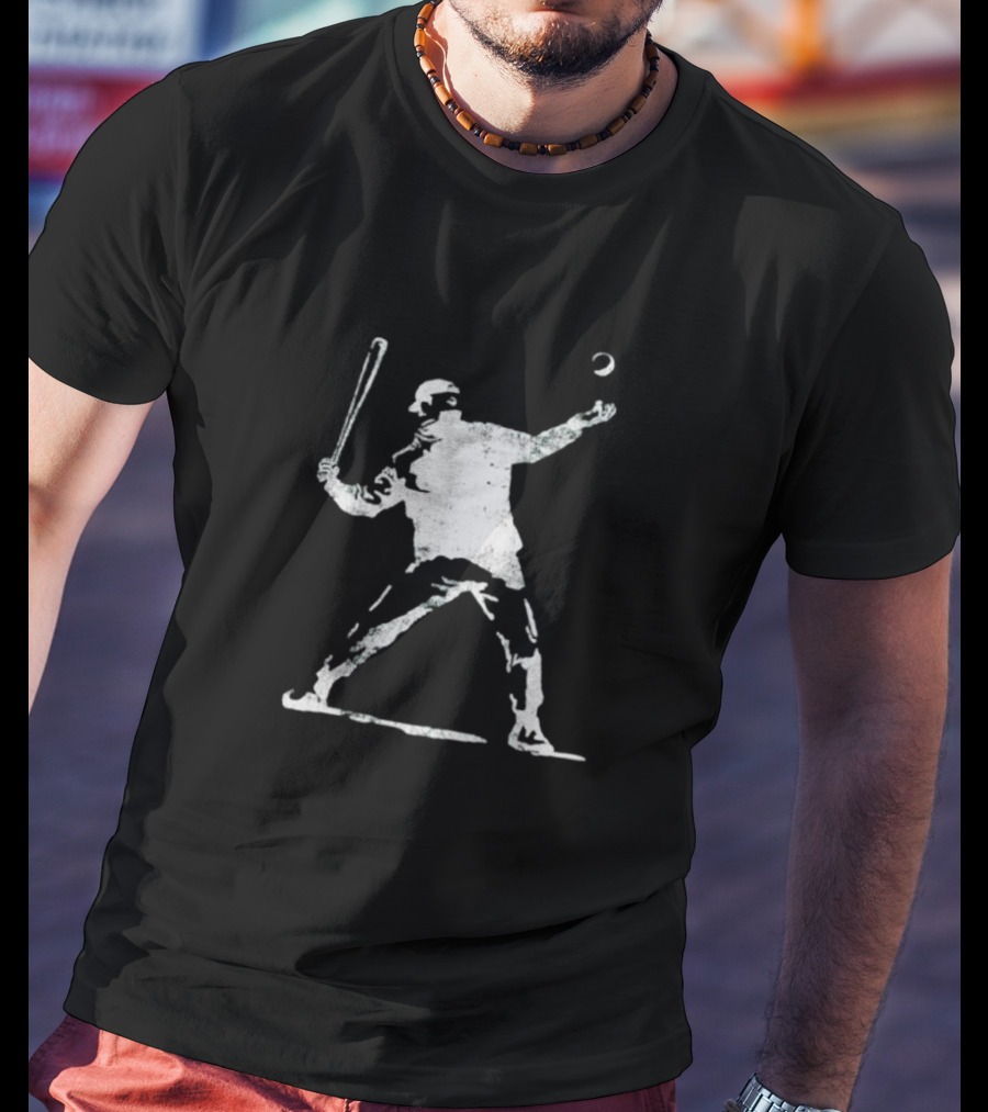 Banksy Baseball Bomber Batter Stencil T-Shirt