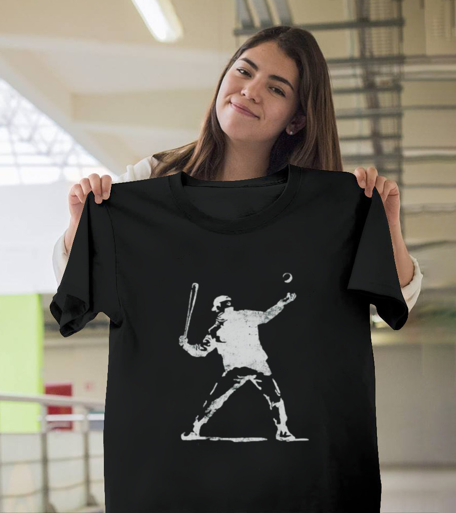 Banksy Baseball Bomber Batter Stencil T-Shirt