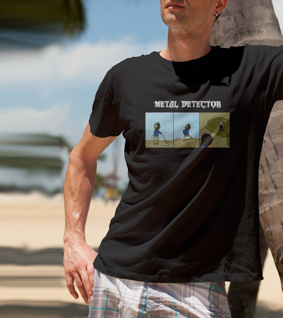 METAL DETECTOR Humorous Comic-Style Alien Discovery T-Shirt