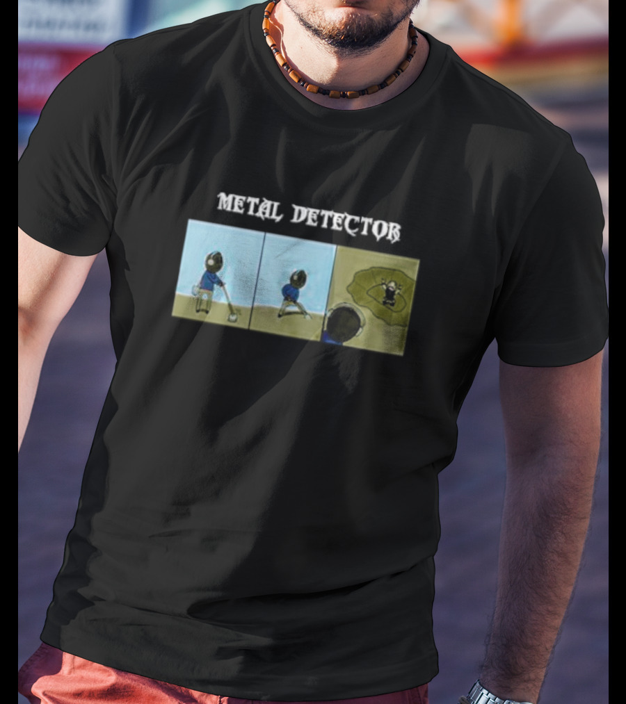 METAL DETECTOR Humorous Comic-Style Alien Discovery T-Shirt