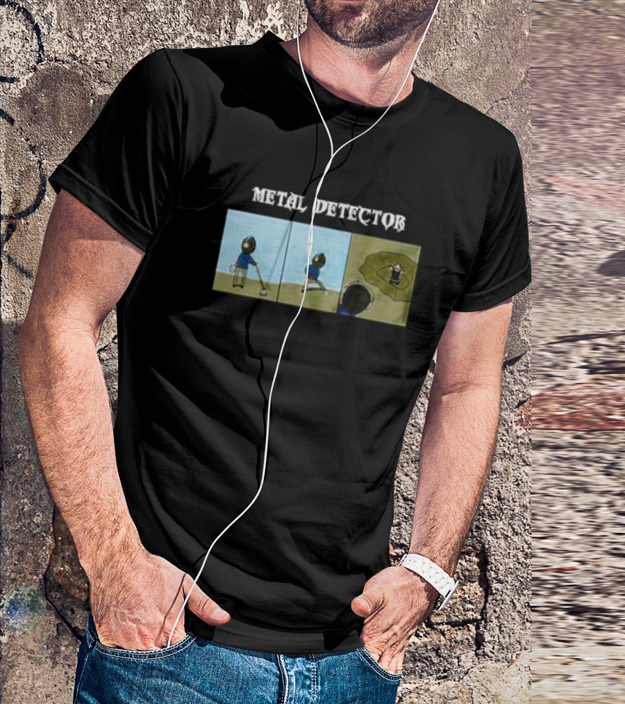 METAL DETECTOR Humorous Comic-Style Alien Discovery T-Shirt