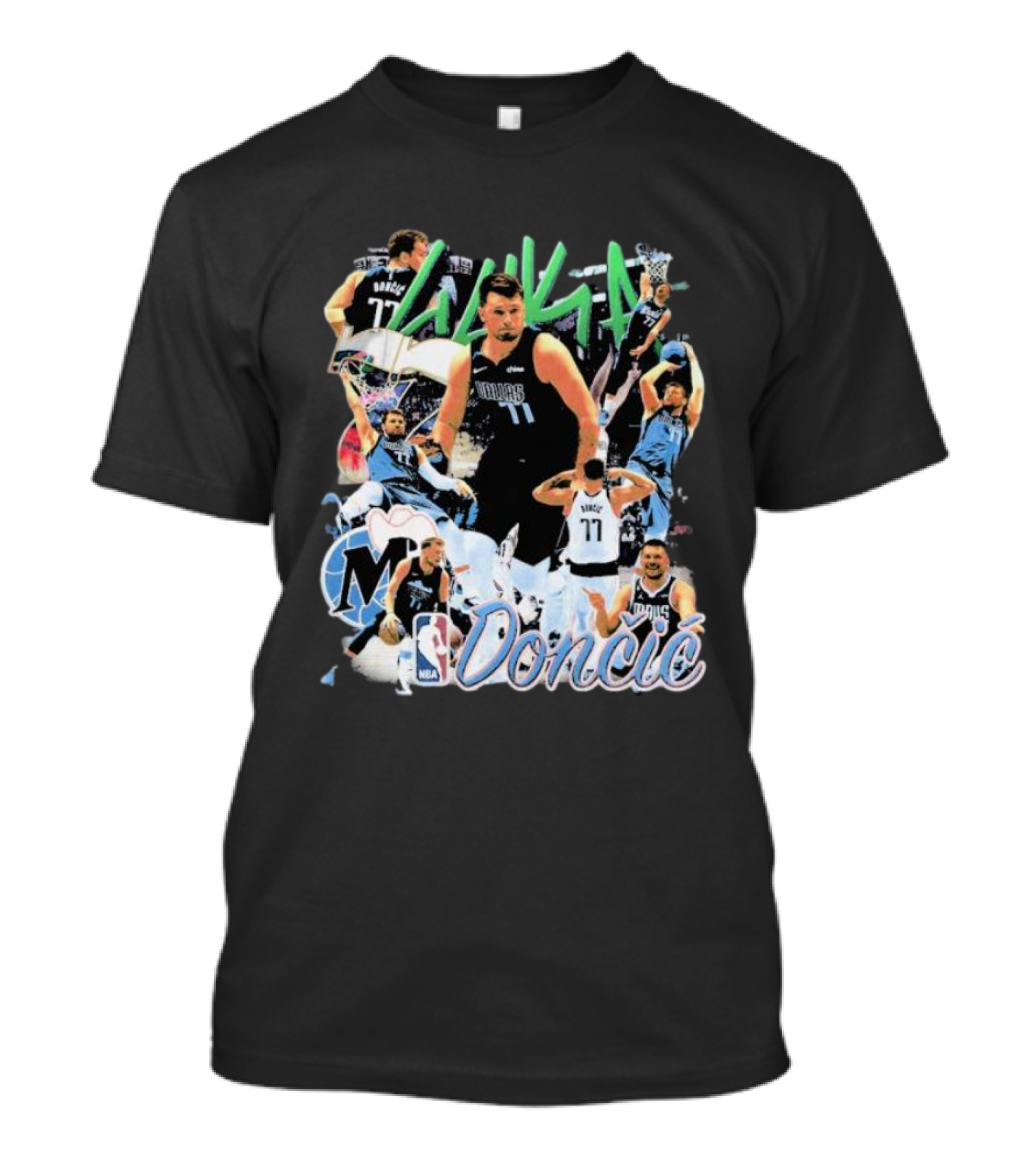 Luka Dončić NBA Mavericks 77 Action Collage T-Shirt