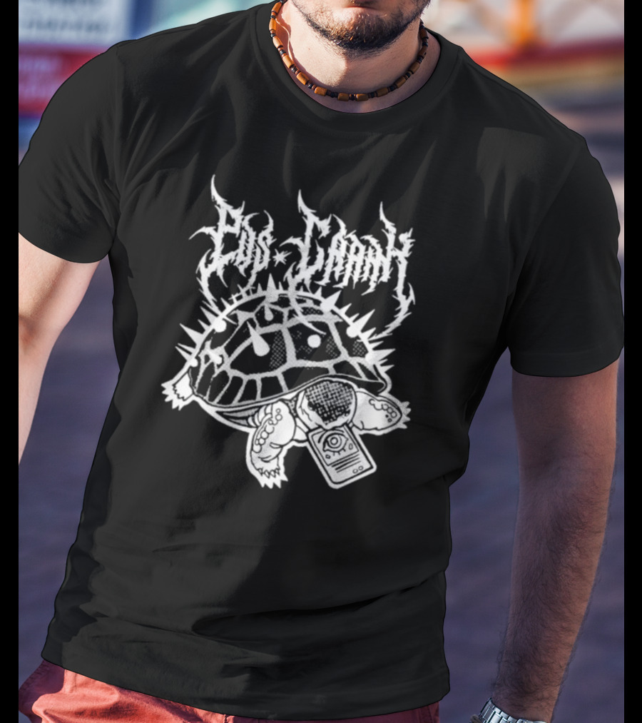 Pus Cran Heavy Metal Turtle With Spiky Shell And Saw Blade T-Shirt