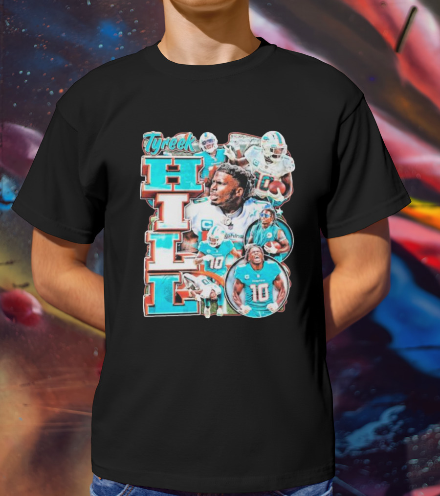 Tyreek Hill Miami Dolphins Football Player Collage T-Shirt