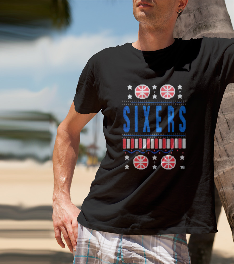 Philadelphia 76ers Sixers Holiday Basketball Stars T-Shirt