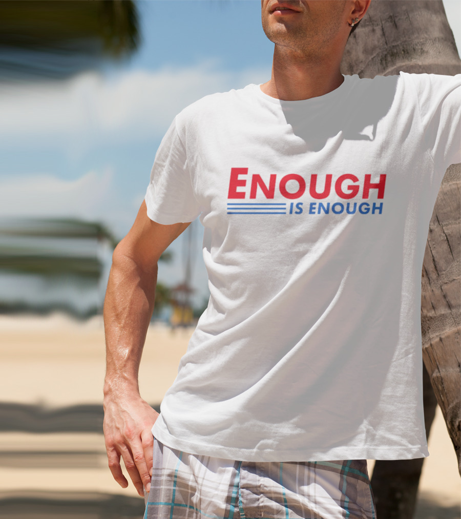 Enough Is Enough Bold Red And Blue Text With Double Underscore T-Shirt