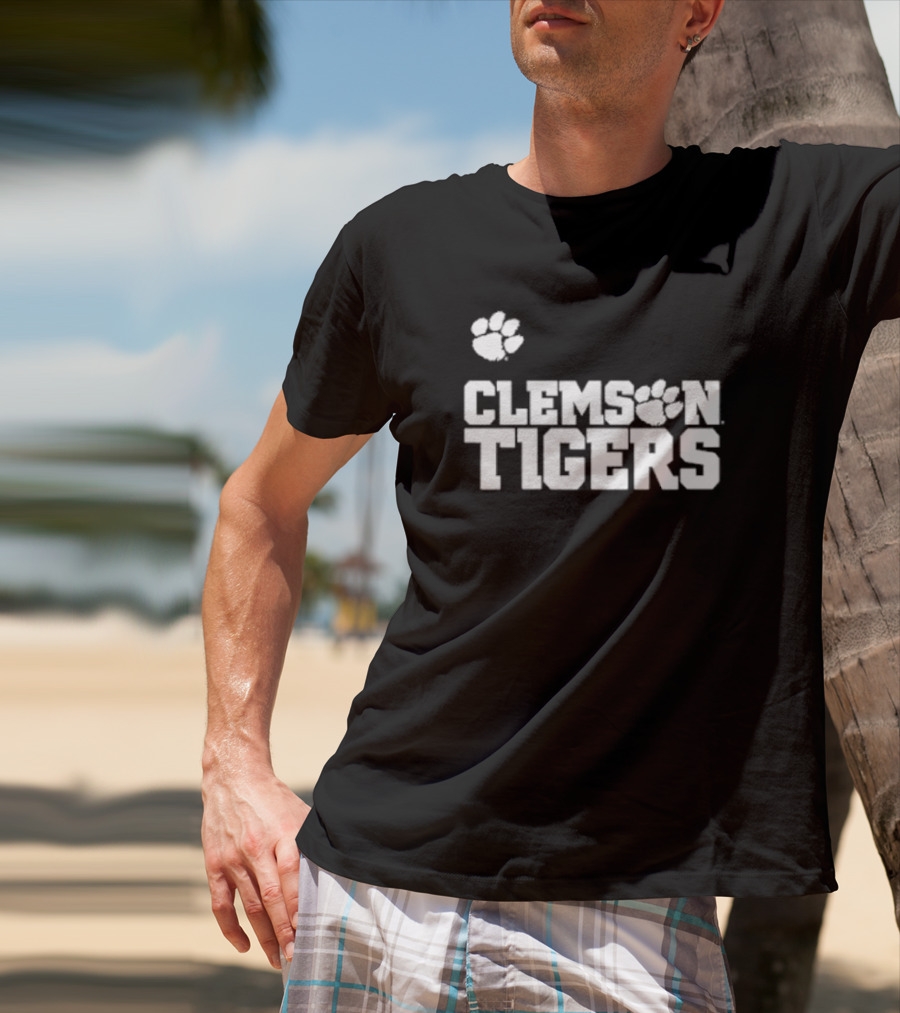 Sam Howell Wearing Clemson Tigers Paw T-Shirt