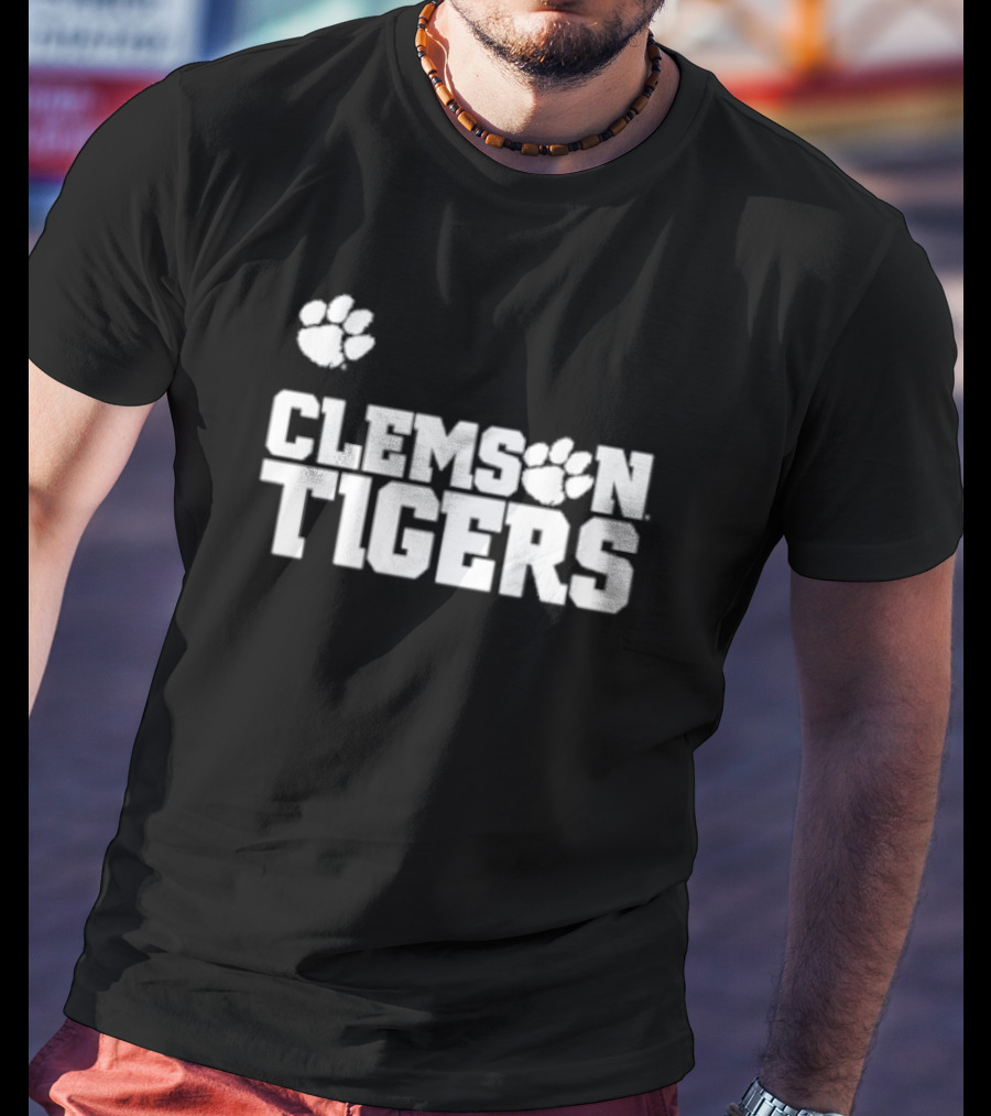 Sam Howell Wearing Clemson Tigers Paw T-Shirt