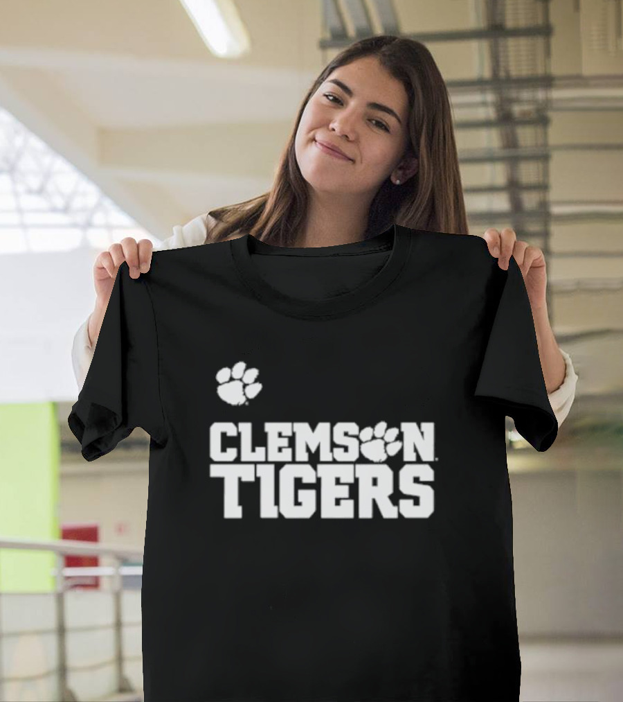 Sam Howell Wearing Clemson Tigers Paw T-Shirt