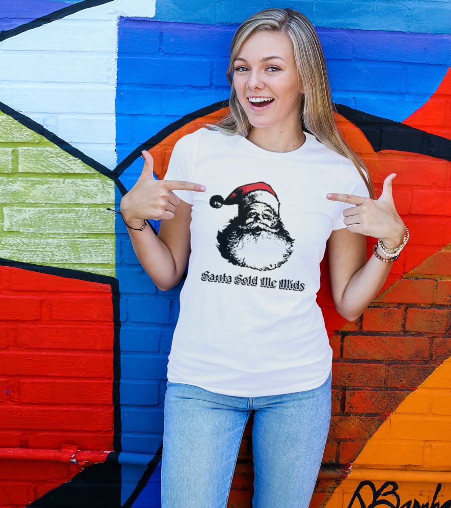 Santa Sold Me Mids Santa Claus Face Red Hat T-Shirt