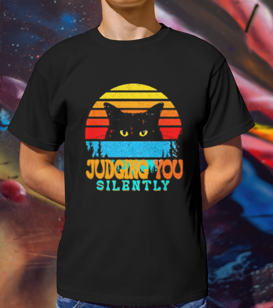 Judging You Silently Black Cat Vintage T-Shirt