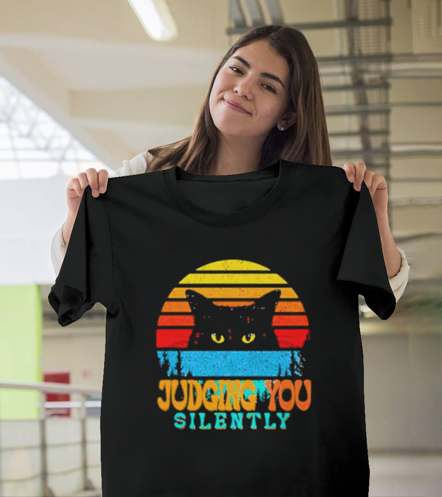 Judging You Silently Black Cat Vintage T-Shirt