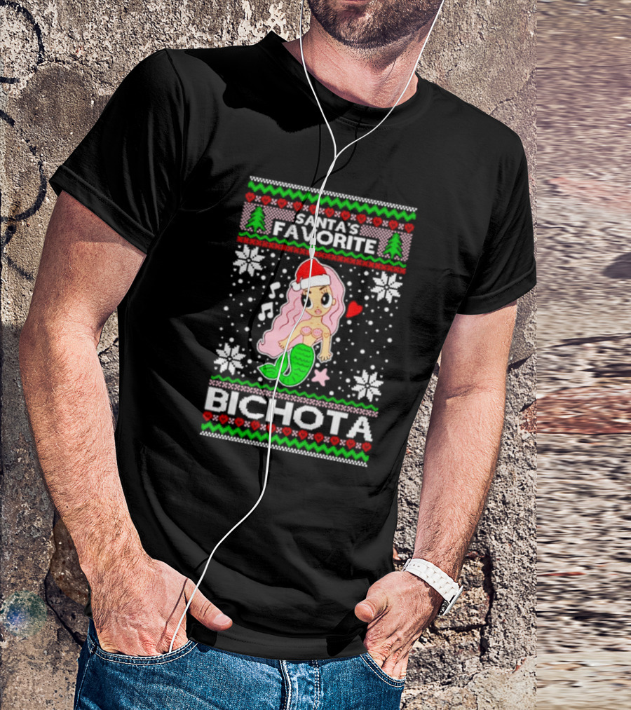 Santa's Favorite Bichota Mermaid Christmas T-Shirt