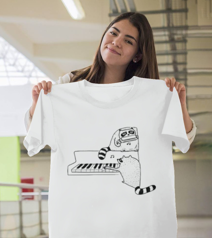 New York Nocturnal Musicians With Raccoons Playing Piano T-Shirt