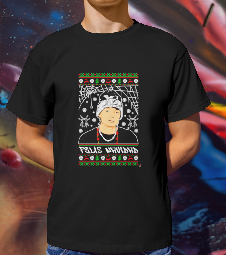 Feliz Navidad Peso Pluma Web And Spider Holiday T-Shirt