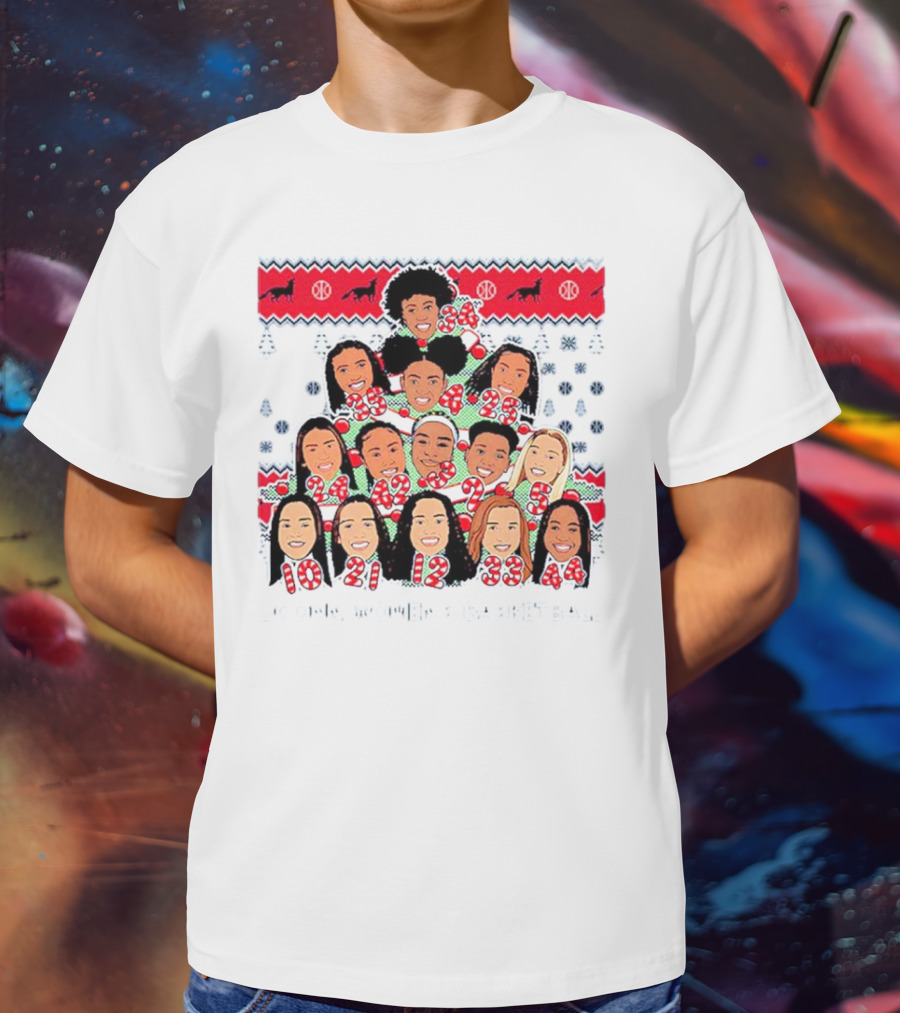 UConn Women's Basketball Player Caricatures Christmas T-Shirt