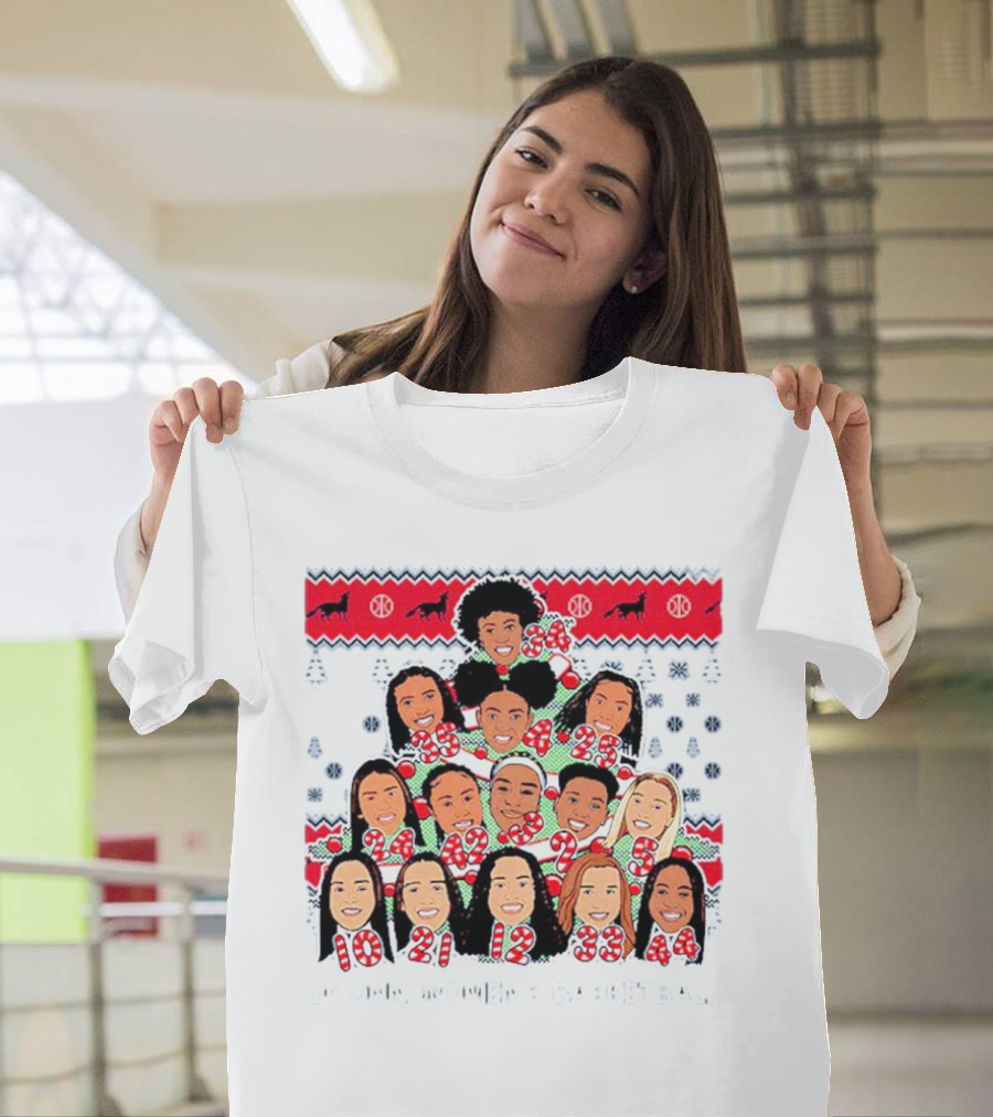 UConn Women's Basketball Player Caricatures Christmas T-Shirt