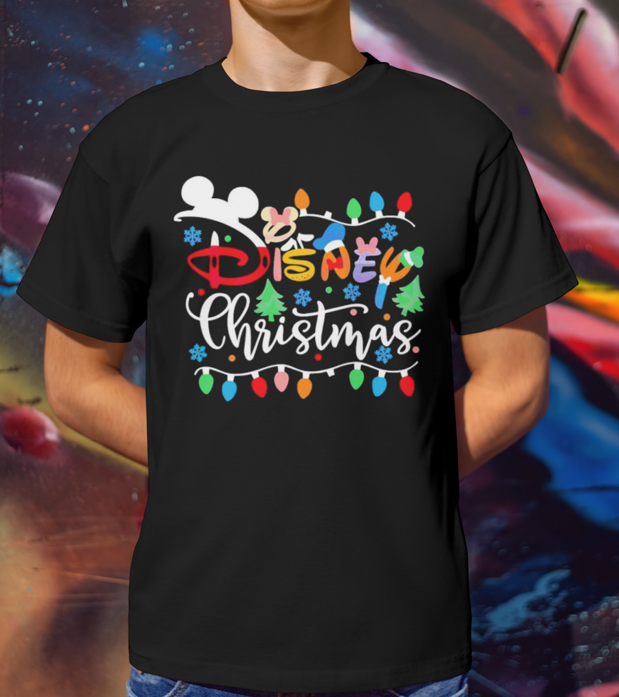 Disney Christmas Lights Festive Icons And Holiday Elements T-Shirt