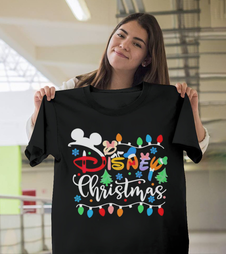 Disney Christmas Lights Festive Icons And Holiday Elements T-Shirt