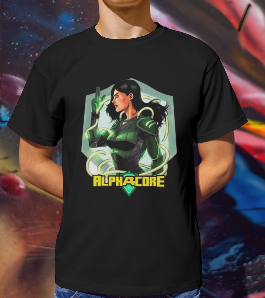 Ingrid Valdez Alphacore Heroic Green Warrior With Futuristic Elements T-Shirt