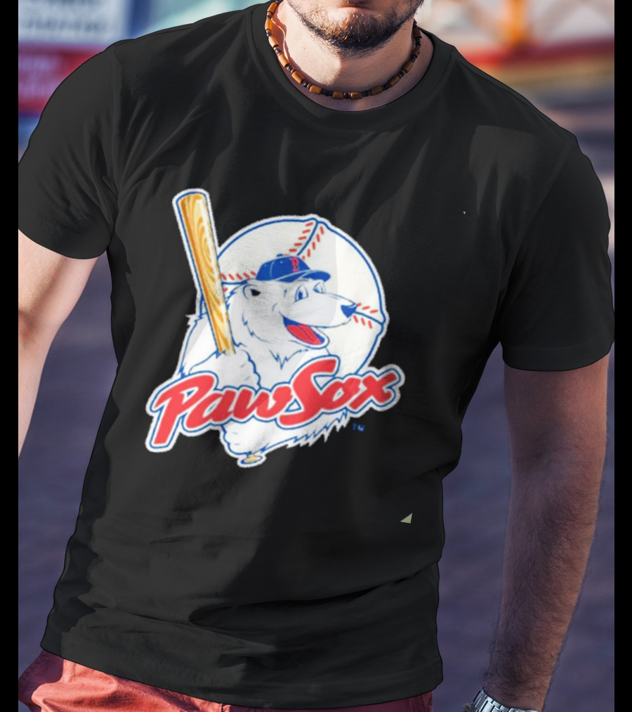 PawSox Polar Bear Baseball Bat Cap Red Socks T-Shirt