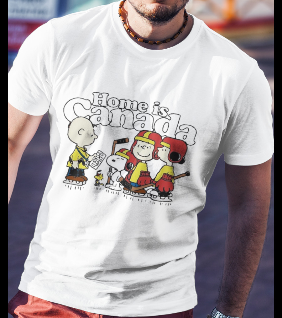 Home Is Canada Peanuts Hockey Charlie Brown Snoopy Canada T-Shirt