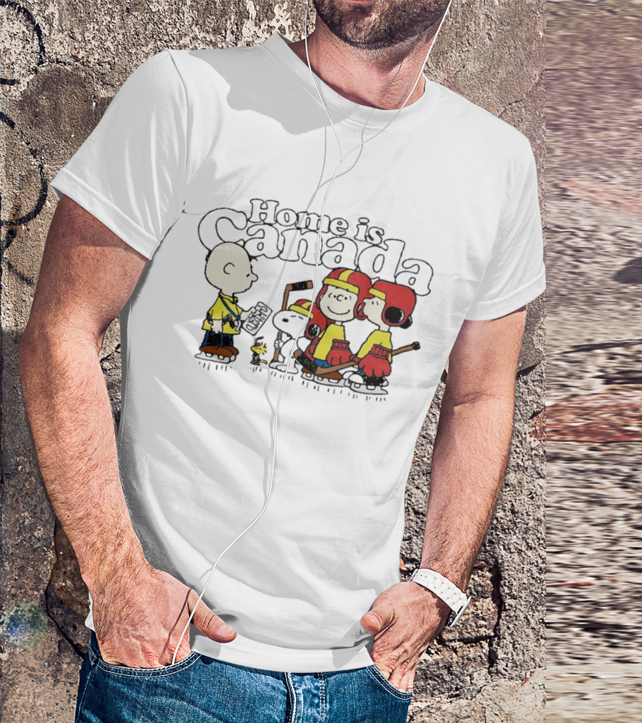 Home Is Canada Peanuts Hockey Charlie Brown Snoopy Canada T-Shirt