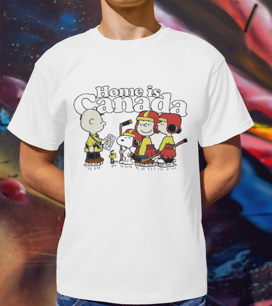 Home Is Canada Peanuts Hockey Charlie Brown Snoopy Canada T-Shirt