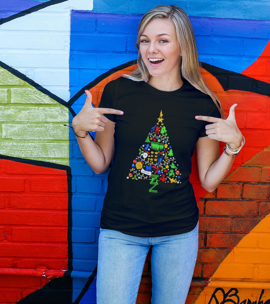 Ultimate Broadway Themed Christmas Tree Colorful Ornament Decorations T-Shirt