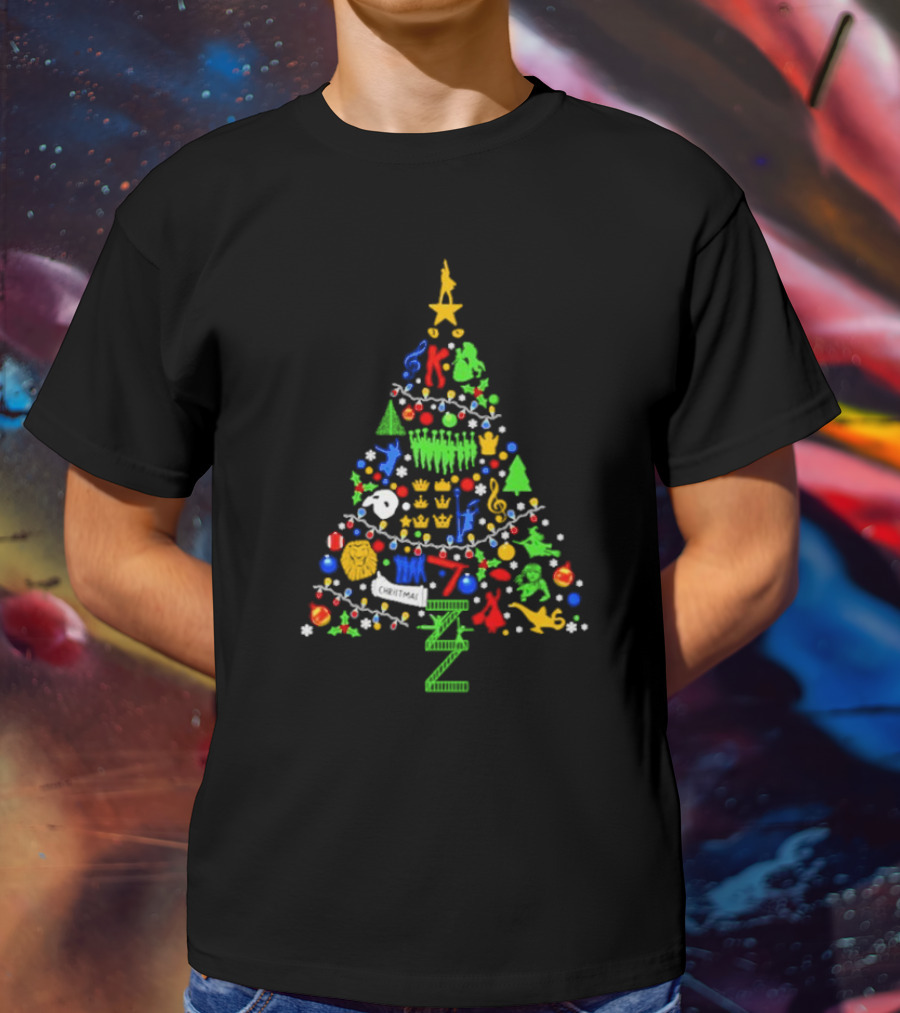 Ultimate Broadway Themed Christmas Tree Colorful Ornament Decorations T-Shirt