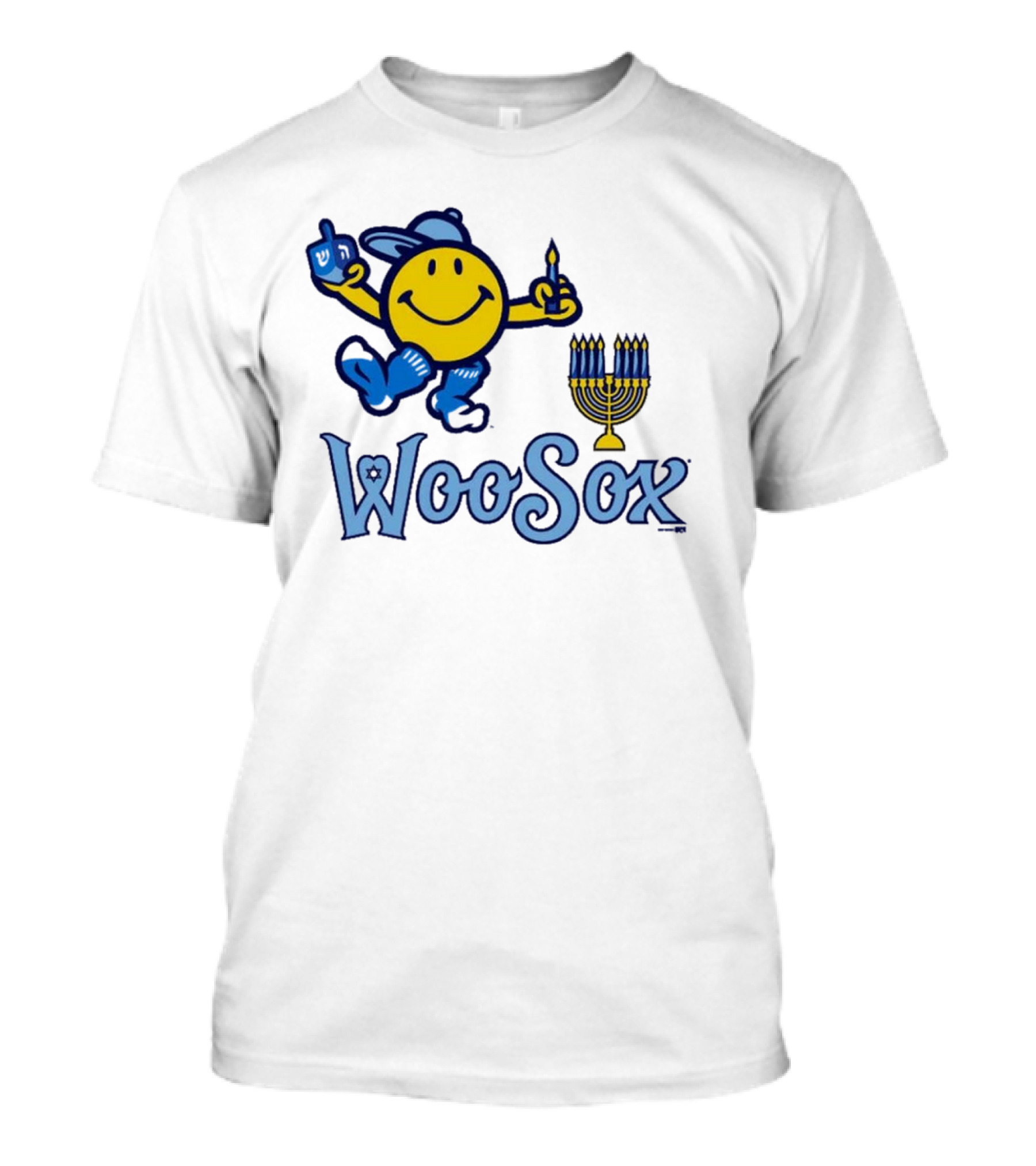 Worcester Red Sox Hannukkah Smiley Dreidel Menorah WooSox T-Shirt