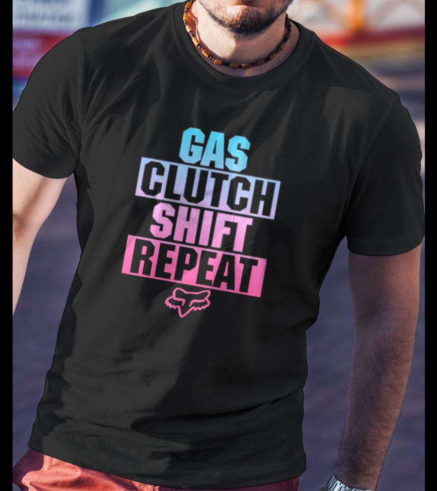 Gas Clutch Shift Repeat Fox Racing Logo T-Shirt