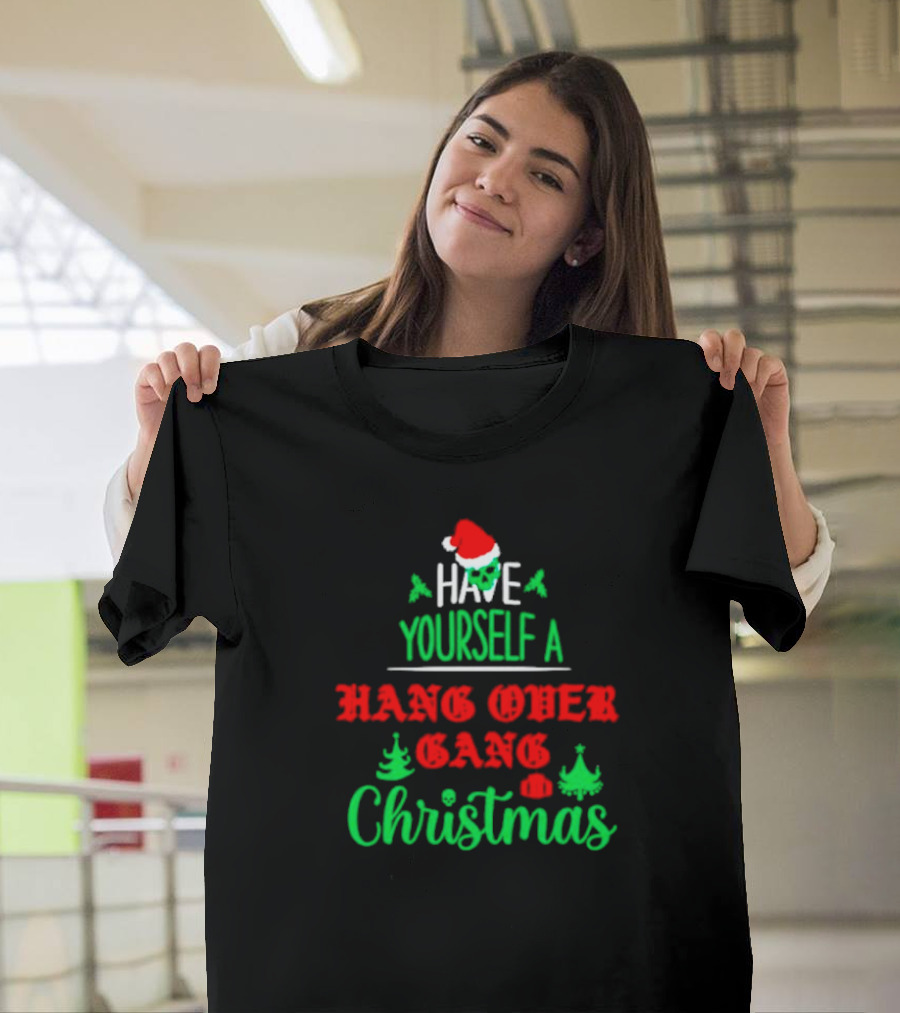 Have Yourself A Hang Over Gang Christmas Santa Skull Ugly Christmas T-Shirt