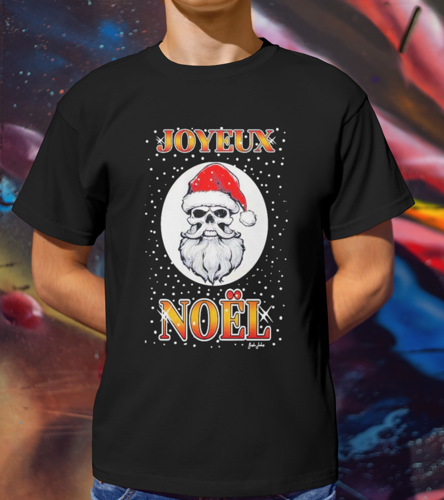 Joyeux Noël Skull Santa Hat Festive T-Shirt