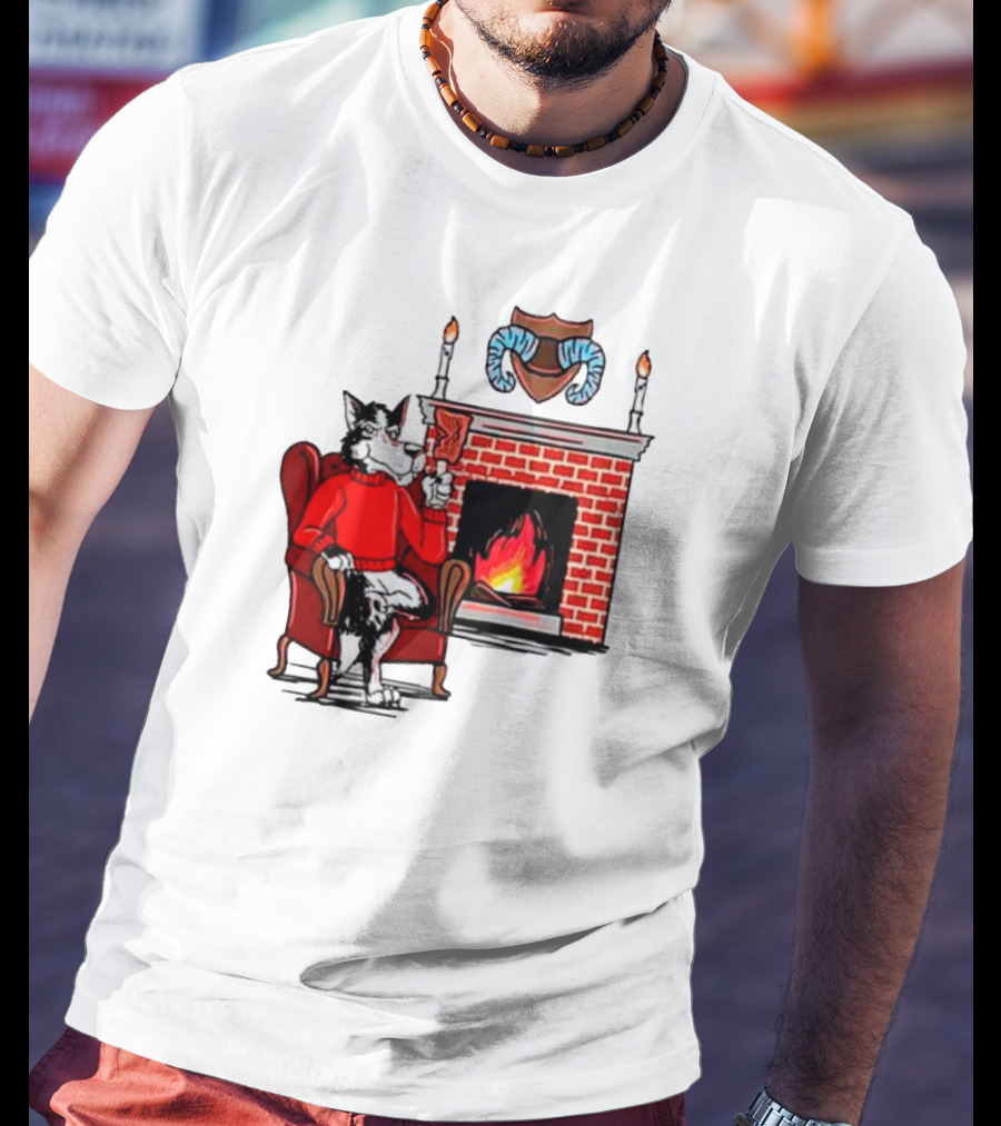 NC State Wolfpack Relaxing By Fireplace Victory Scene T-Shirt