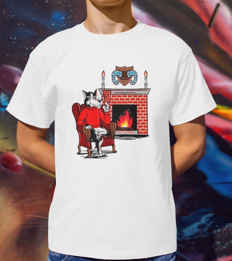 NC State Wolfpack Relaxing By Fireplace Victory Scene T-Shirt