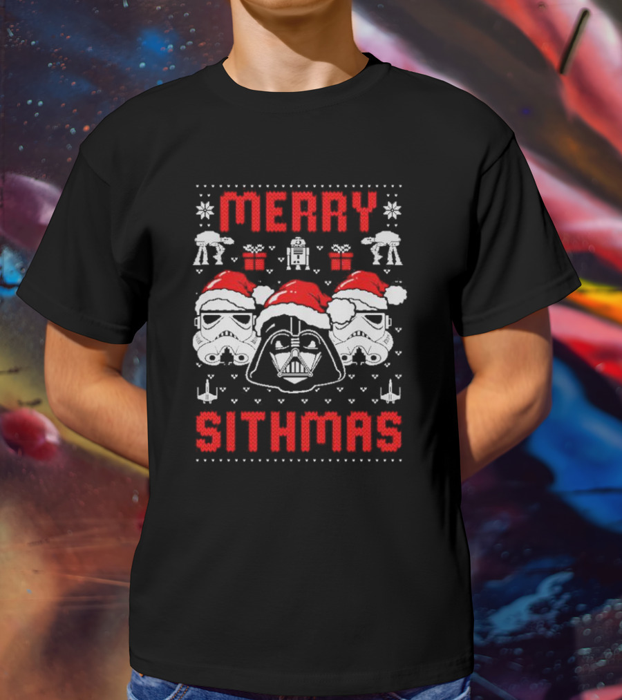 Merry Sithmas The Mandalorian Ugly Darth Vader Stormtrooper Christmas Star Wars T-Shirt