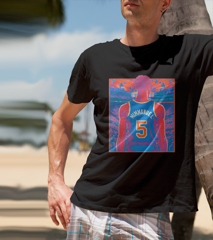 Immanuel Quickley Number 5 New York Knicks Vibrant Basketball Arena Scene T-Shirt