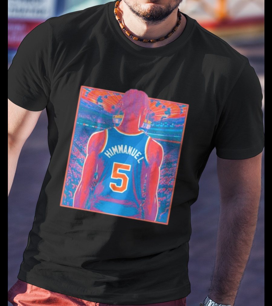 Immanuel Quickley Number 5 New York Knicks Vibrant Basketball Arena Scene T-Shirt