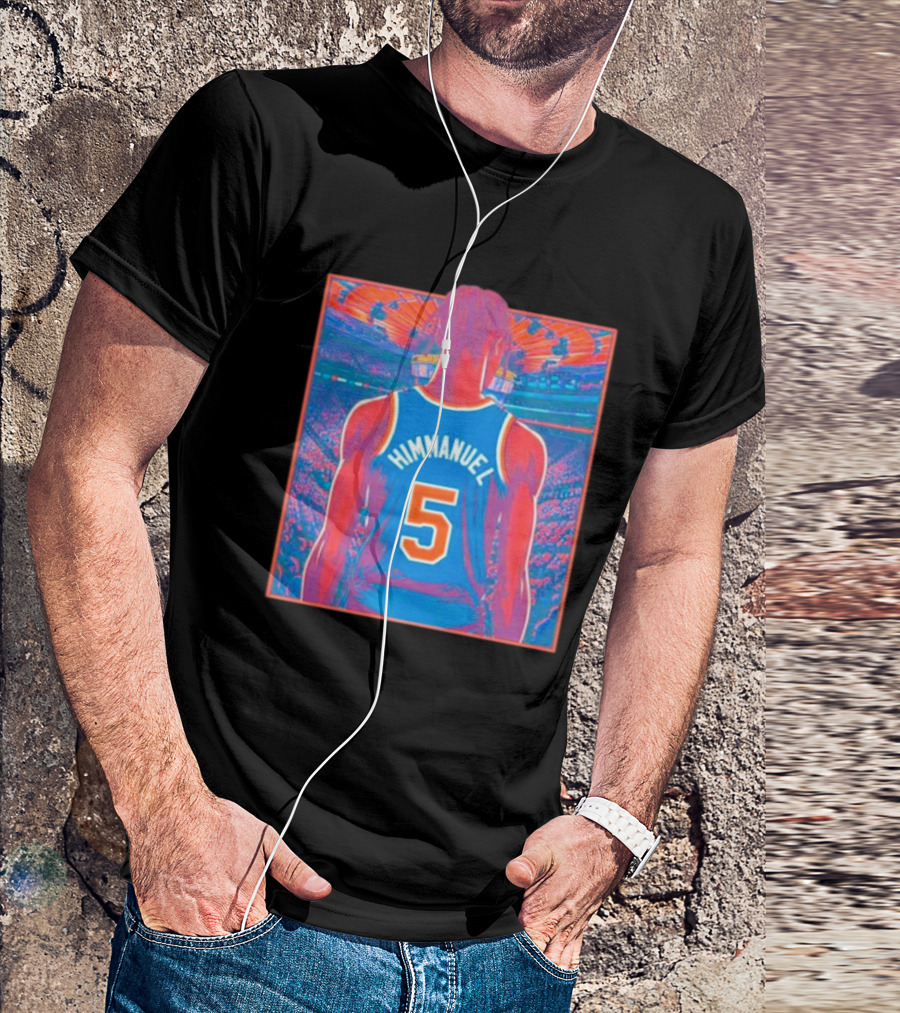 Immanuel Quickley Number 5 New York Knicks Vibrant Basketball Arena Scene T-Shirt