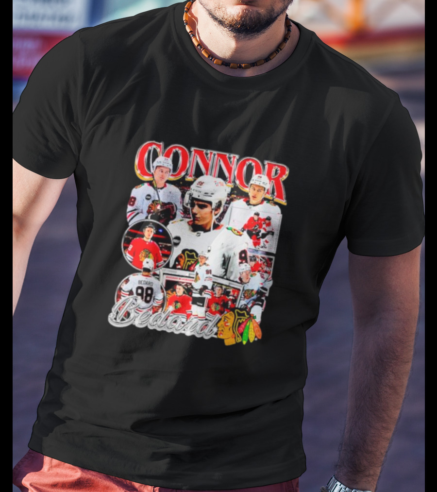 Connor Bedard Chicago Blackhawks NHL Player Collage T-Shirt