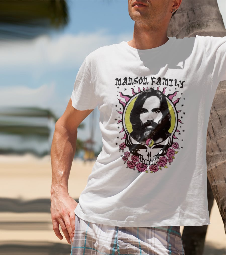 Manson Family Skull Roses Artwork With Grateful Dead T-Shirt