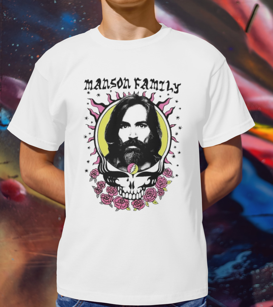 Manson Family Skull Roses Artwork With Grateful Dead T-Shirt