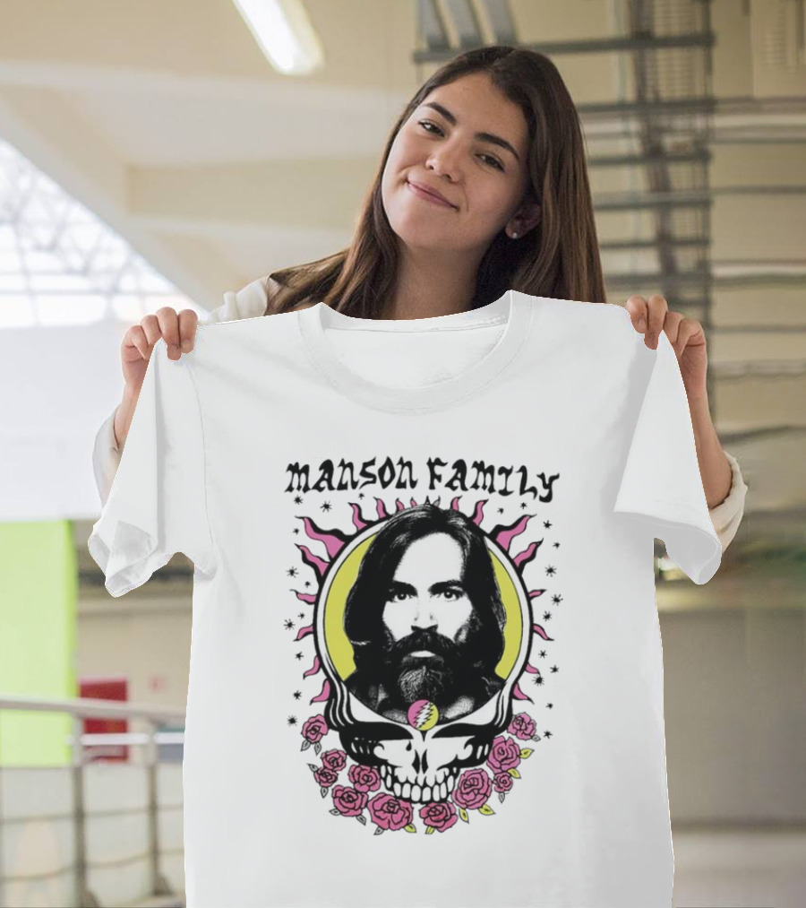 Manson Family Skull Roses Artwork With Grateful Dead T-Shirt