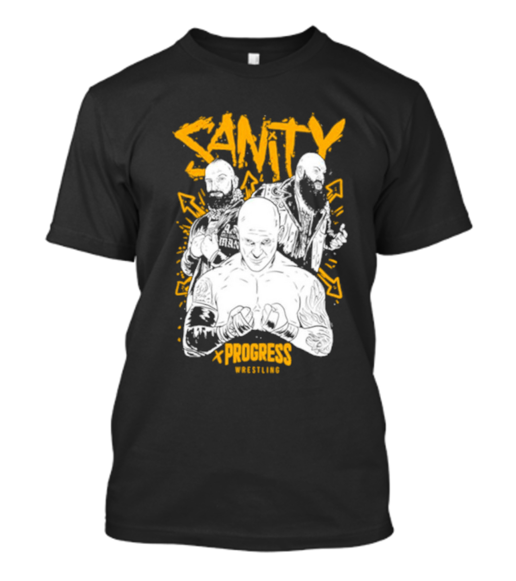Sanity X Progress Wrestling Trio Fighters T-Shirt