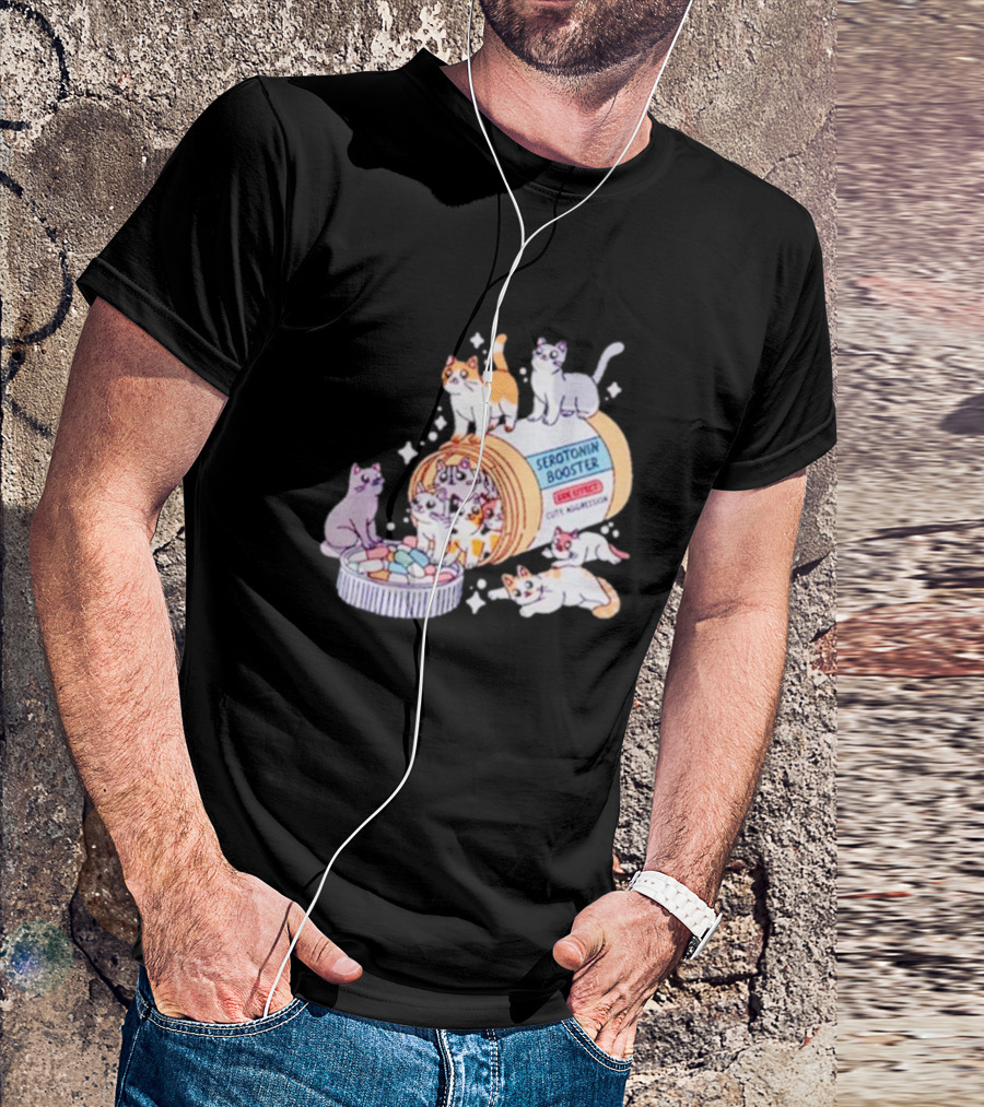 Serotonin Booster Cats Cute Antidepressant Kittens Happiness T-Shirt