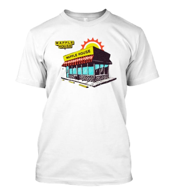 Waffle House Restaurant Building With Sunburst Background T-Shirt