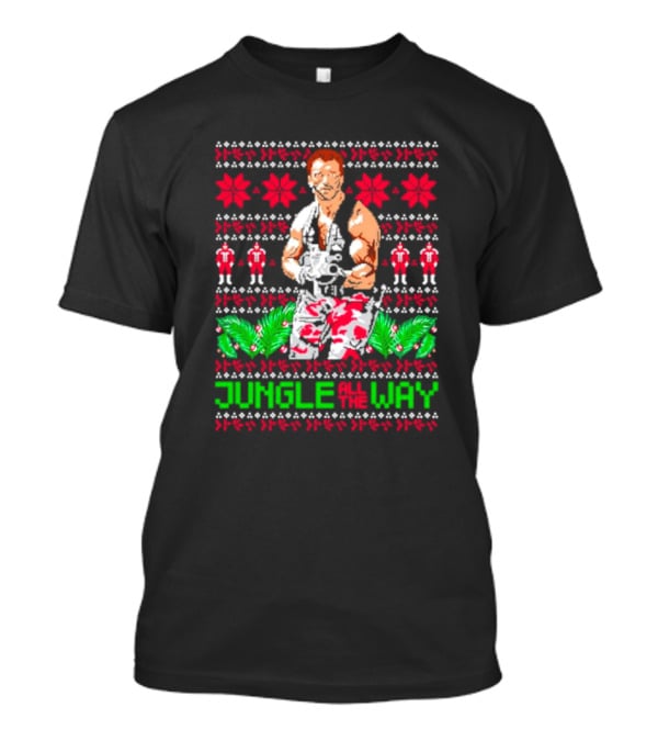 Jungle All The Way Retro Action Hero Holiday T-Shirt