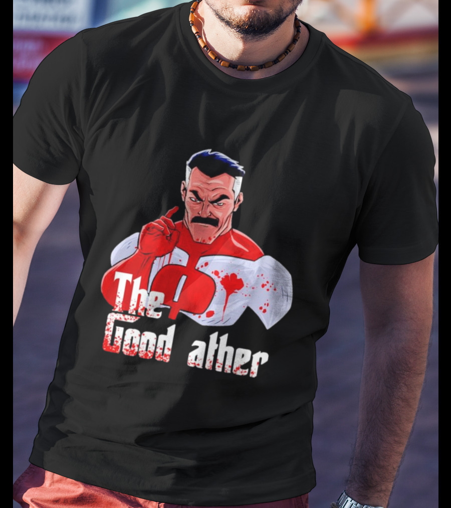 Omni Dad The Good Father Superhero Parody Red And White Costume T-Shirt