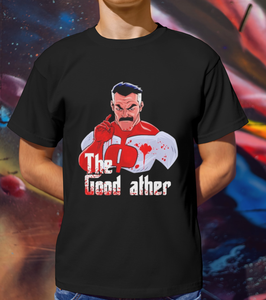 Omni Dad The Good Father Superhero Parody Red And White Costume T-Shirt
